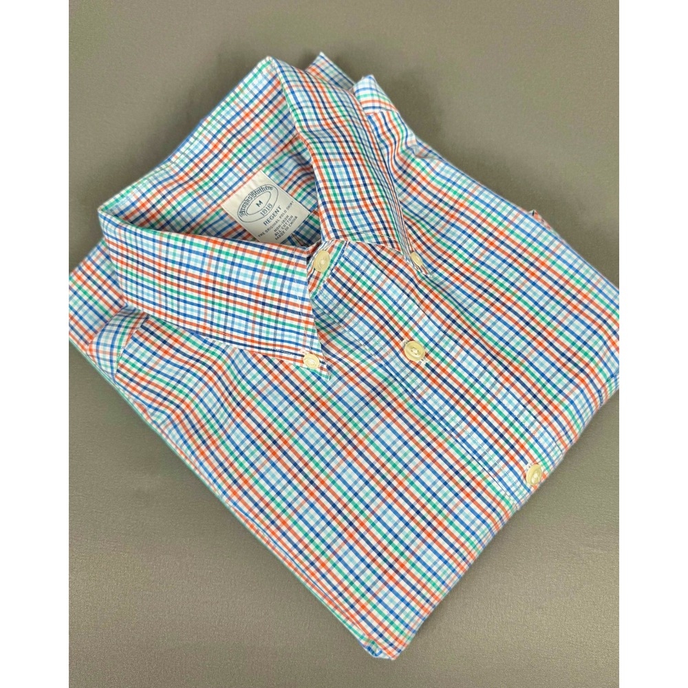 Brooks Brothers Button Down Shirt Mens M Multi Color Regent Fit Tattersall 0316